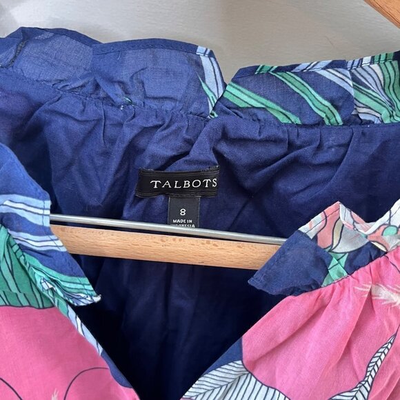 Women’s Talbots Colorful Floral Voile Hibiscus Maxi Dress‎ with Belt Size 8 - Picture 5 of 5